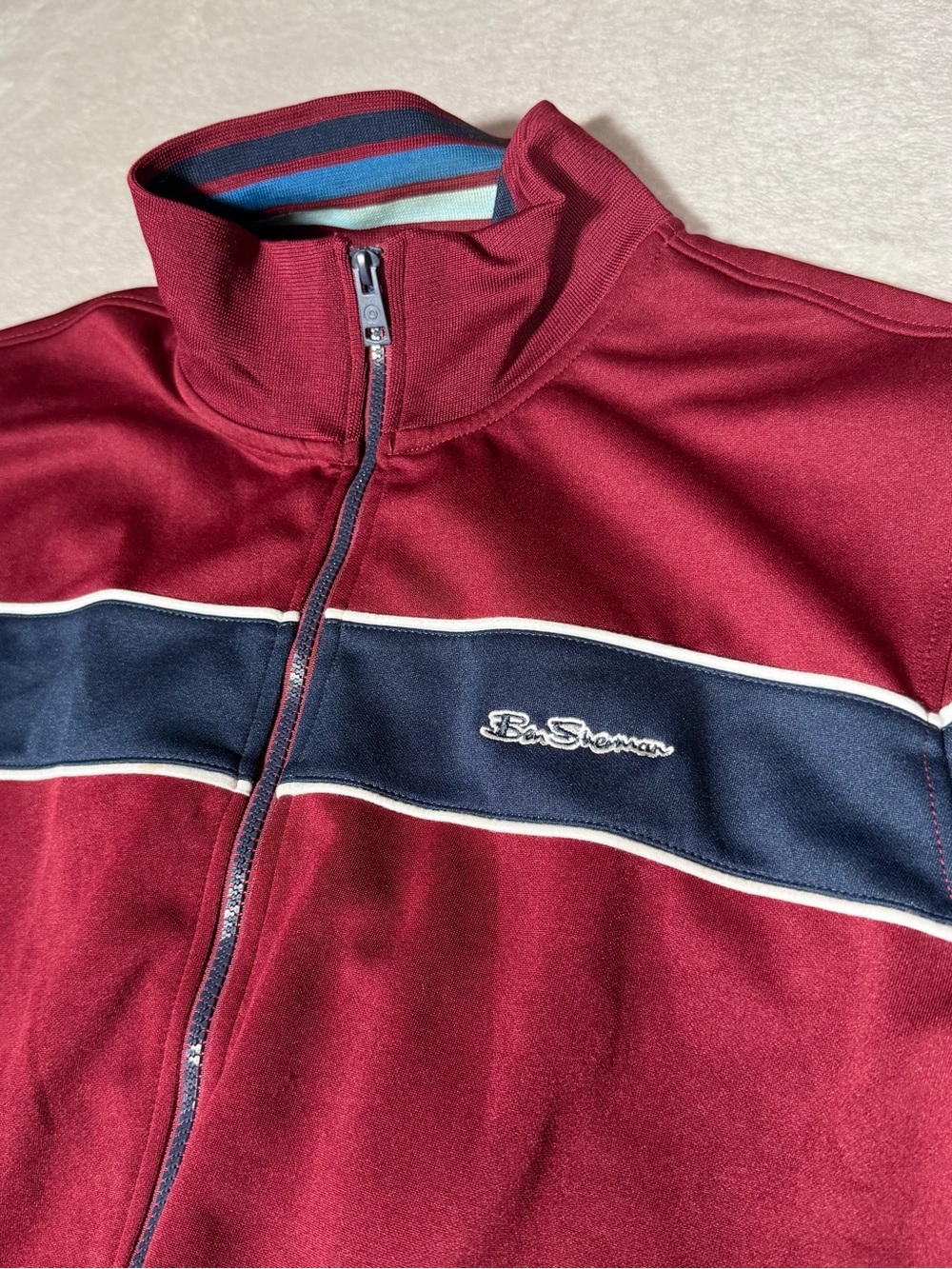 Ben Sherman Burgundy Pullover with Blue and Navy Trim - Picture 2 of 5